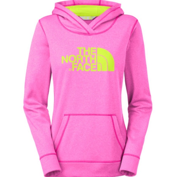 The North Face Tops - The North Face Fave-Our-Ite Pullover Hoodie Azalea Pink Heather/DaygloYellowXL
